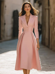 Emily | Elegant Pleated Blazer Midi Dress