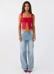 A Poet's Notes Linen Top - Red