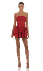 Corset Strapless Dress in Red