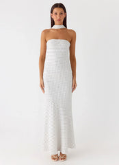 Under The Pagoda Maxi Dress - White Polkadot