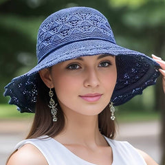 Women's Wide-Brim Sun Hat – Foldable Elegance with UV Protection