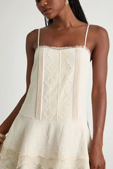 Sahima Cream Lace Tiered Mini Dress