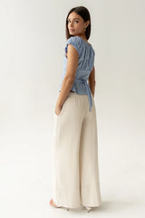 Briana Button Up Top in Blue