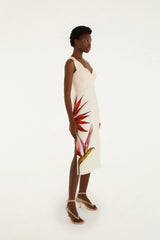 Sand Strelitzia Midi Dress