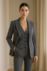 Women's 3-Piece Suit Set – Tailored Blazer. Vest. and Slim-Fit Trousers – Elegant All-Season Outfit