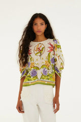 Sand Tropical Scarf Blouse