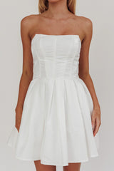 Loveless Strapless Flared Mini Dress Off White