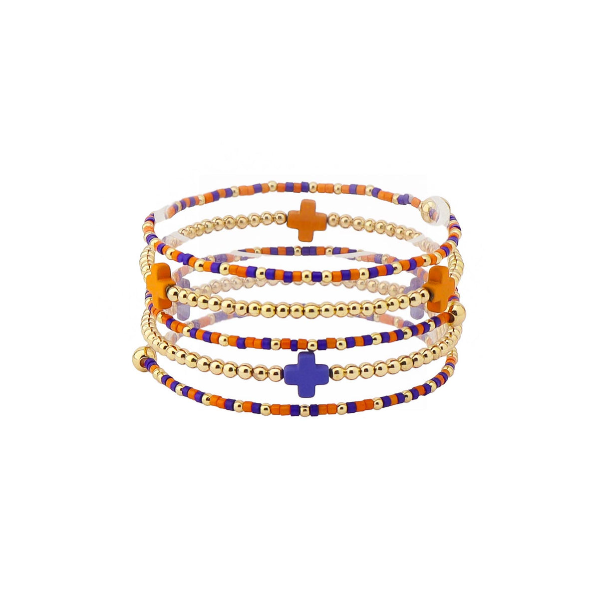 Beaded Bracelet Stack in Orange and Blue