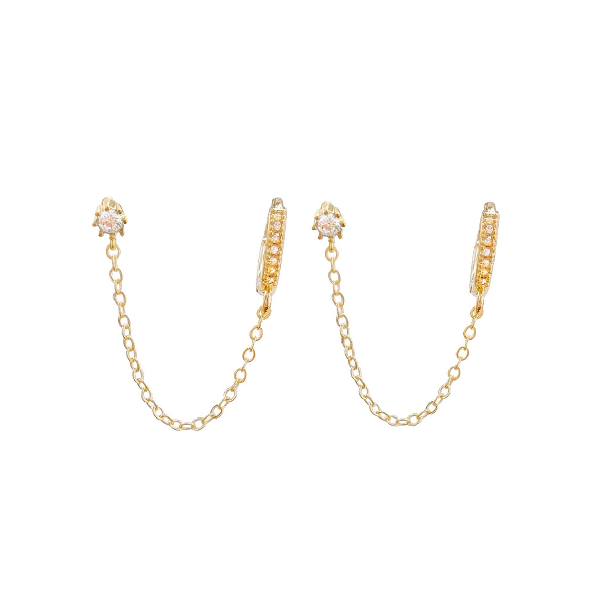 Stud with Drop Chain Earrings