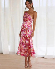 Kathy™ | Women's Maxi Dress with Asymmetrical Cut and Floral Pattern
