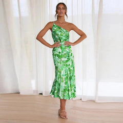 Kathy™ | Women's Maxi Dress with Asymmetrical Cut and Floral Pattern