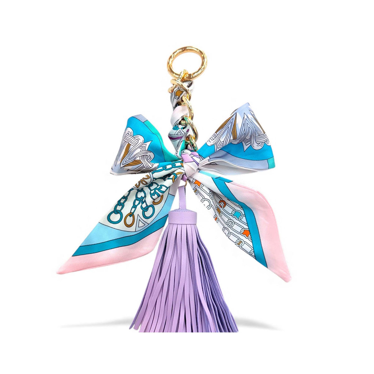 Lavender Bow and Tassel Purse Charm Keychain