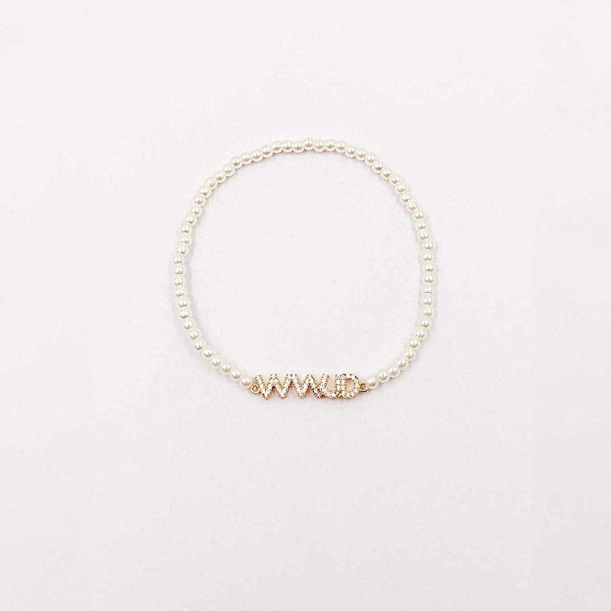 WWJD Pearl Strand Stretch Bracelet