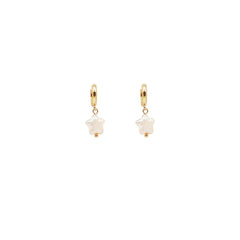 Star Pearl Drop Gold Huggie Earrings