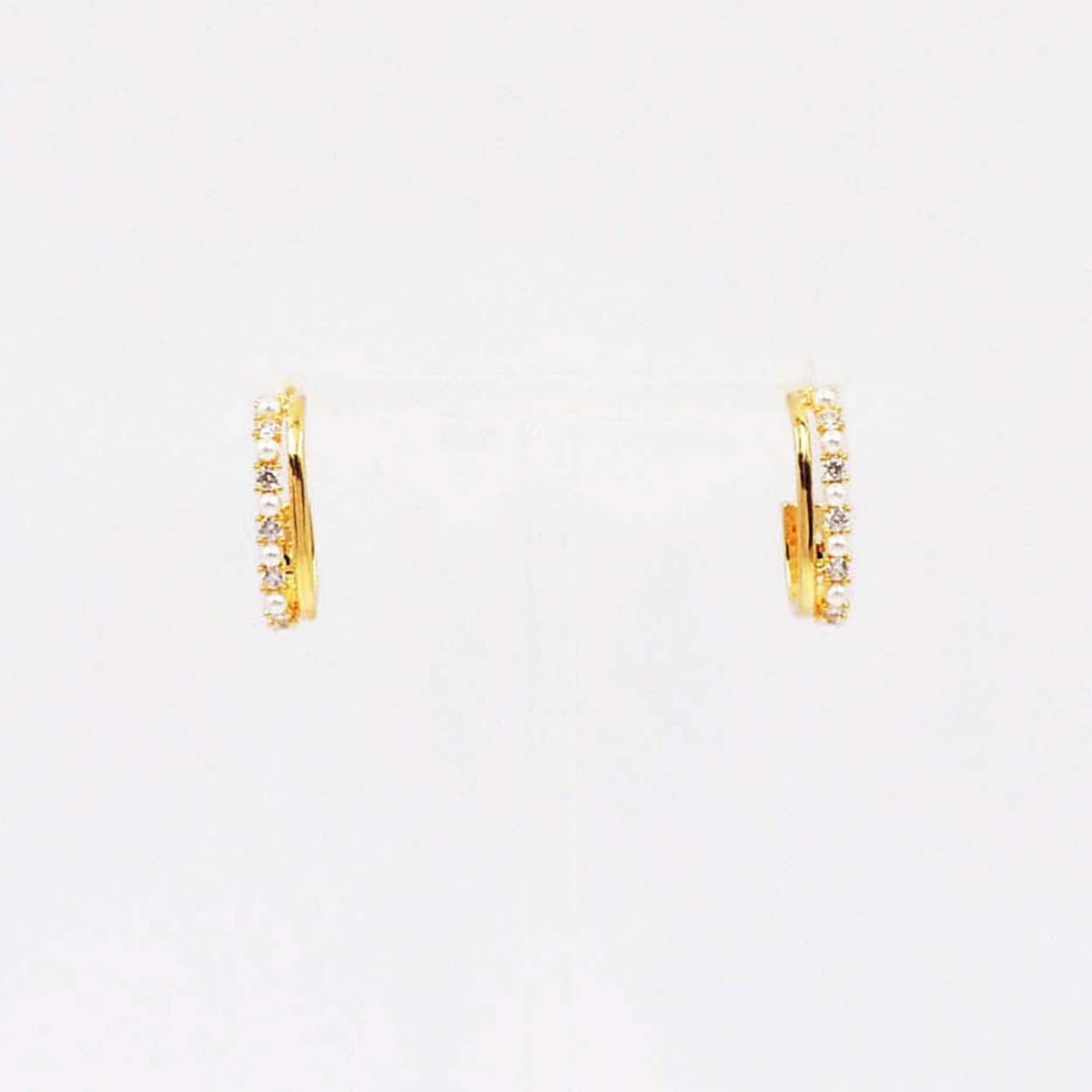 Pearl and Diamond Gold Hoop Earrings