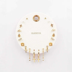 Cross and Pearls 9 Pair Earring Set