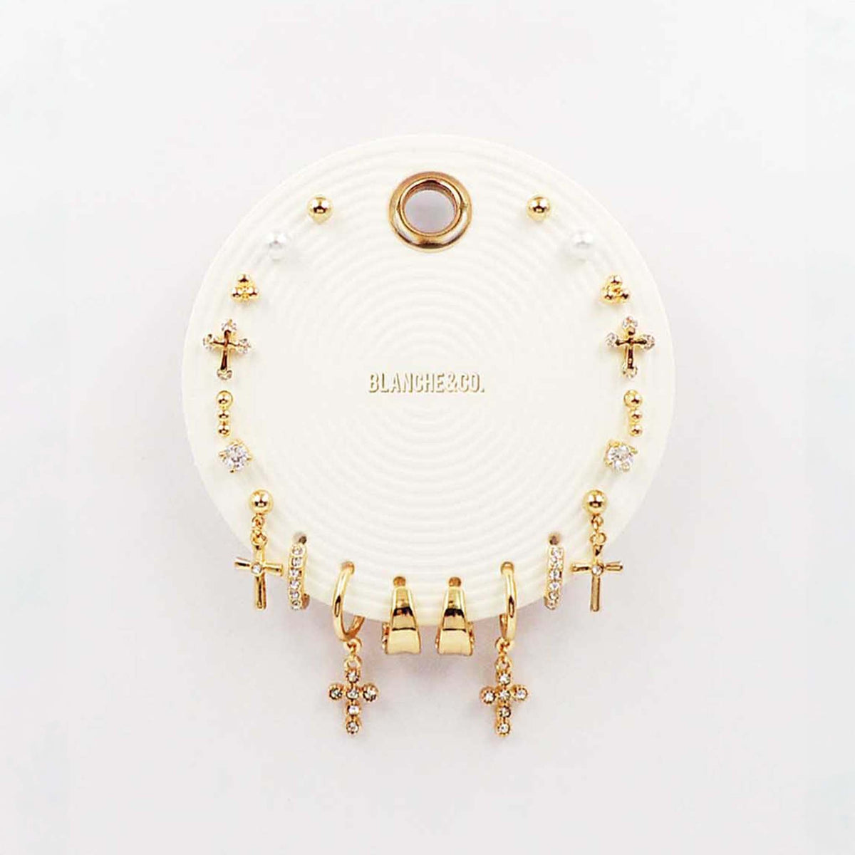 Cross and Diamonds 9 Pair Earring Set