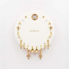 Cross and Diamonds 9 Pair Earring Set