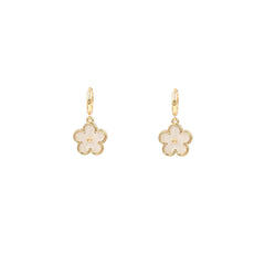 Mop Flower Huggie Gold Earrings