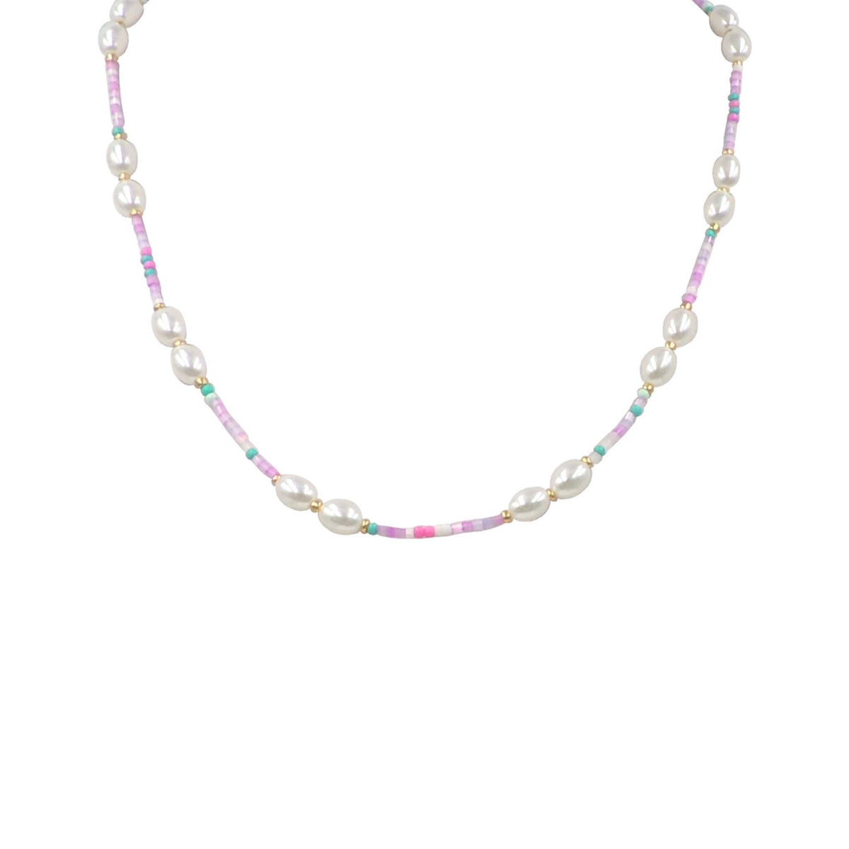 Multicolor Bead and Pearl Necklace