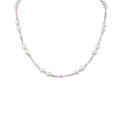 Multicolor Bead and Pearl Necklace