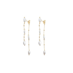 Double Layer Pearl Dangle Earrings