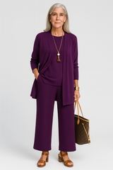 Blair | Women's 3-Piece Cardigan Tank Top & Wide Leg Pants Set