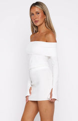 Parental Guidance Knit Mini Dress White