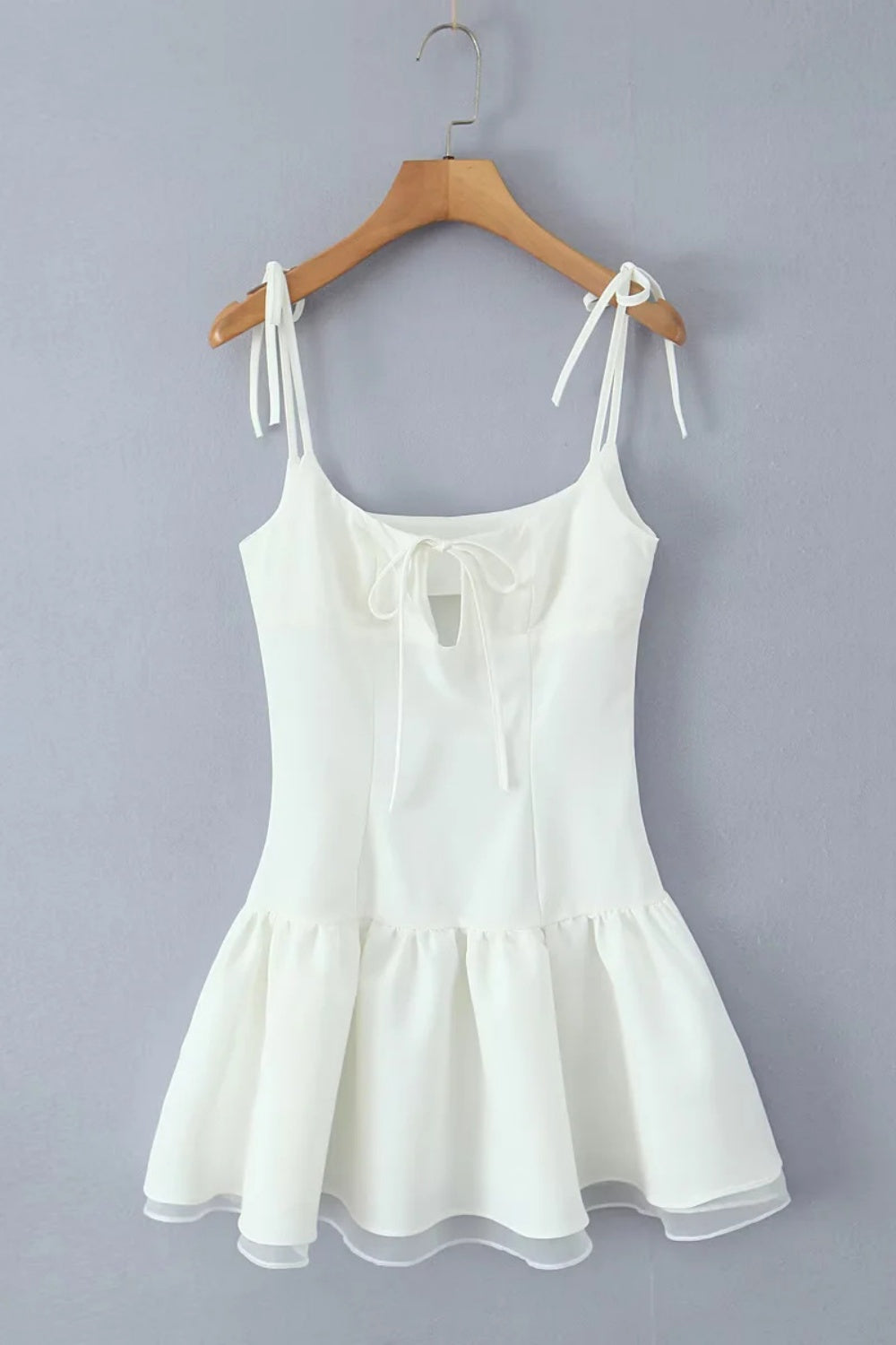 Bow Spaghetti Strap Hollow-out Short Dress