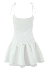Bow Spaghetti Strap Hollow-out Short Dress
