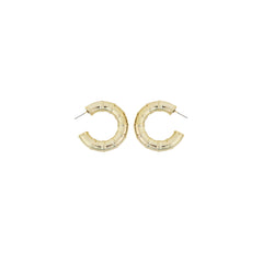 Gold Bamboo Post Back Hoop Earrings