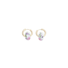 Floral Bead Gold Hoop Earrings