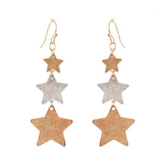 Gold and Silver Star Drop Earrings