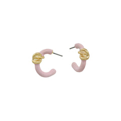 Pink Twisted Knot Enamel Hoop Earrings