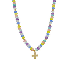 Multicolor Beaded Cross Necklace