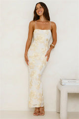 Amber Zest Mesh Maxi Dress Yellow