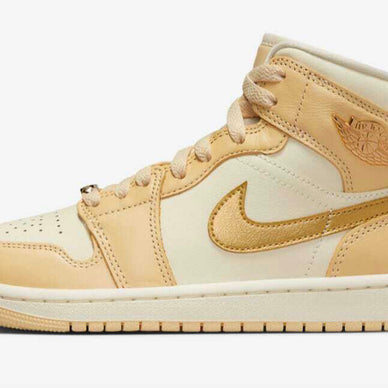 JORDAN 1 MID VANILLA PALE METALLIC GOLD