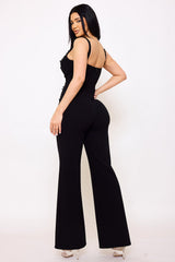 Symphony Jumpsuit - Beaded Detail Techno Crepe Jumpsuit