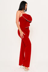 Symphony Jumpsuit - Rhinestone Trim The Edge Of The Bow Jumpsuit