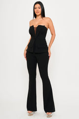 Symphony Jumpsuits- Tube Top With Collar Detail Peplum Jumpsuit