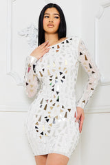 Mirror Glass Pieces Mini Dress