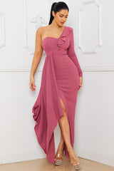 Glitter Fabric One Shoulder Maxi Dress