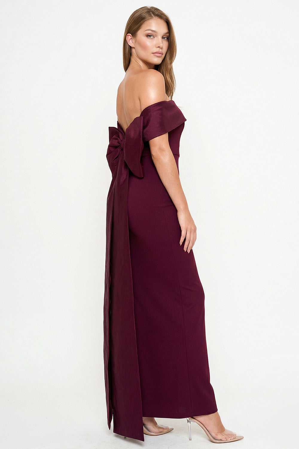 Symphony Dress - Contrast Fabric Off The Shoulder Maxi Dress