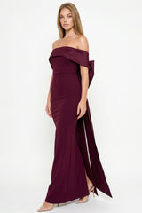 Symphony Dress - Contrast Fabric Off The Shoulder Maxi Dress