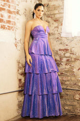 Symphony Dress - Shimmer Metallic Layered Maxi Dress