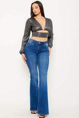 Symphony Top - Foil Open Front With Strap On Bust Crop Top