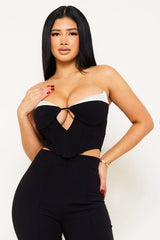 Symphony Top - Satin Panelled Bustier Crop Top