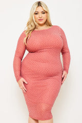 Plus Size Night Out Symphony Dress - Translucent Silver Rhinestone Plus Size Night Out Midi Dress