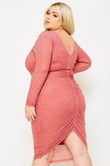 Plus Size Night Out Symphony Dress - Translucent Silver Rhinestone Plus Size Night Out Midi Dress