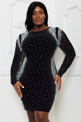 Symphony Dress - Square And Rhinestone Mesh Mini Dress